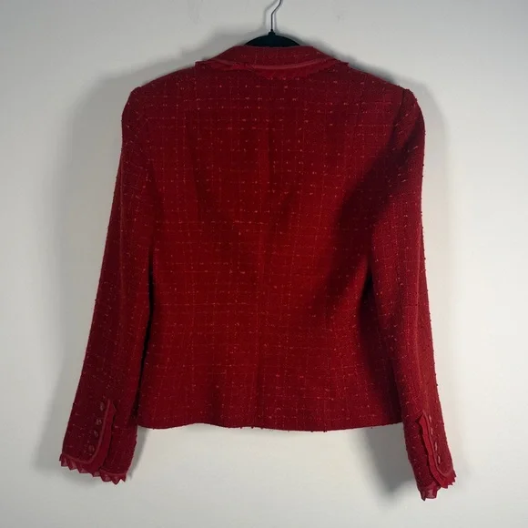 Simon Chang Red Tweed Blazer - Picture 7 of 8